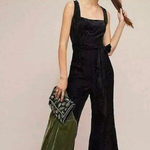 Moulinette Soeurs by Anthropologie, Velvet Burnout Roses Jumpsuit